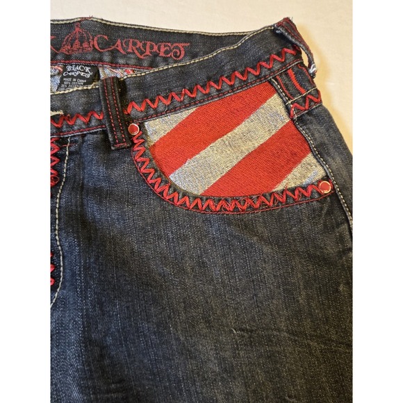 Black Carpet Mens Jeans 36×34 Black With Decorated Pockets Authentic Quality Y2K - Picture 13 of 15